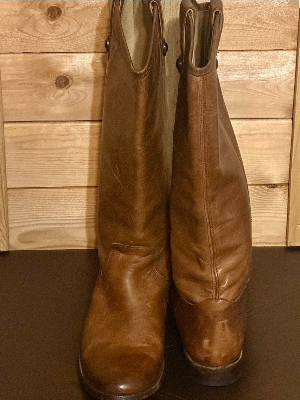 Frye extended calf Brown Leather Pull-On Boots